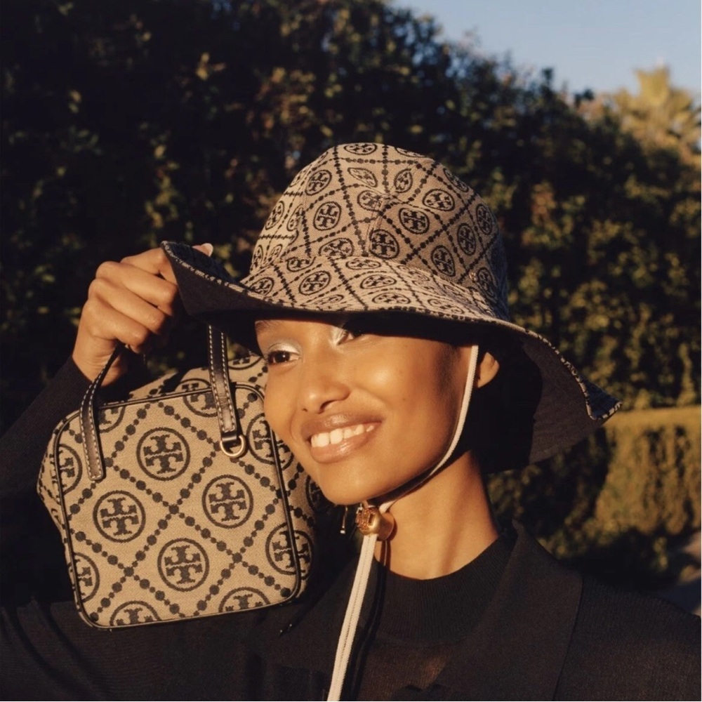Tory Burch T Monogram Reversible Bucket Hat Navy